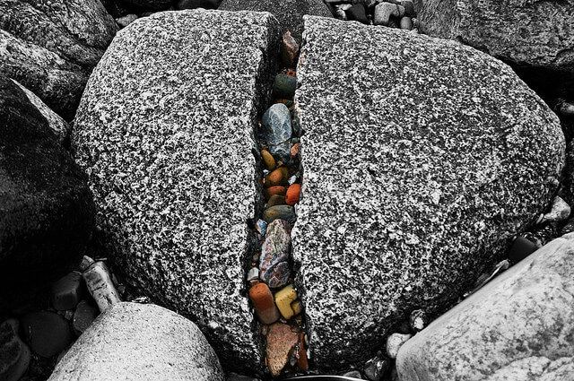 Heart shaped stone broken in the middle